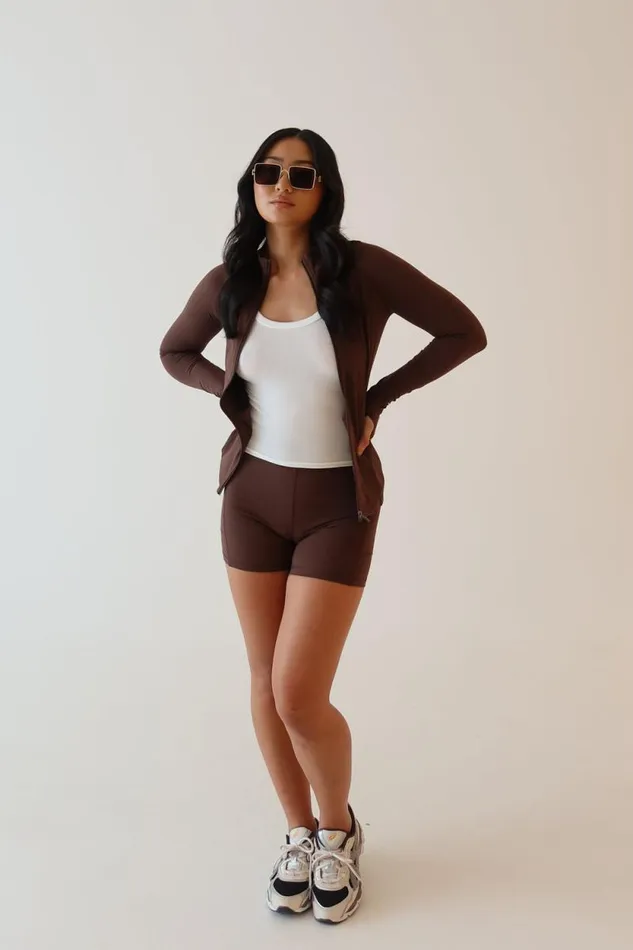 Women Meshki Bottoms Martina Bike Shorts With Pocket 8211 Dark Chocolate