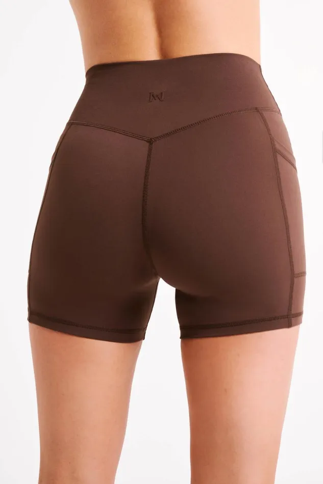 Women Meshki Bottoms Martina Bike Shorts With Pocket 8211 Dark Chocolate