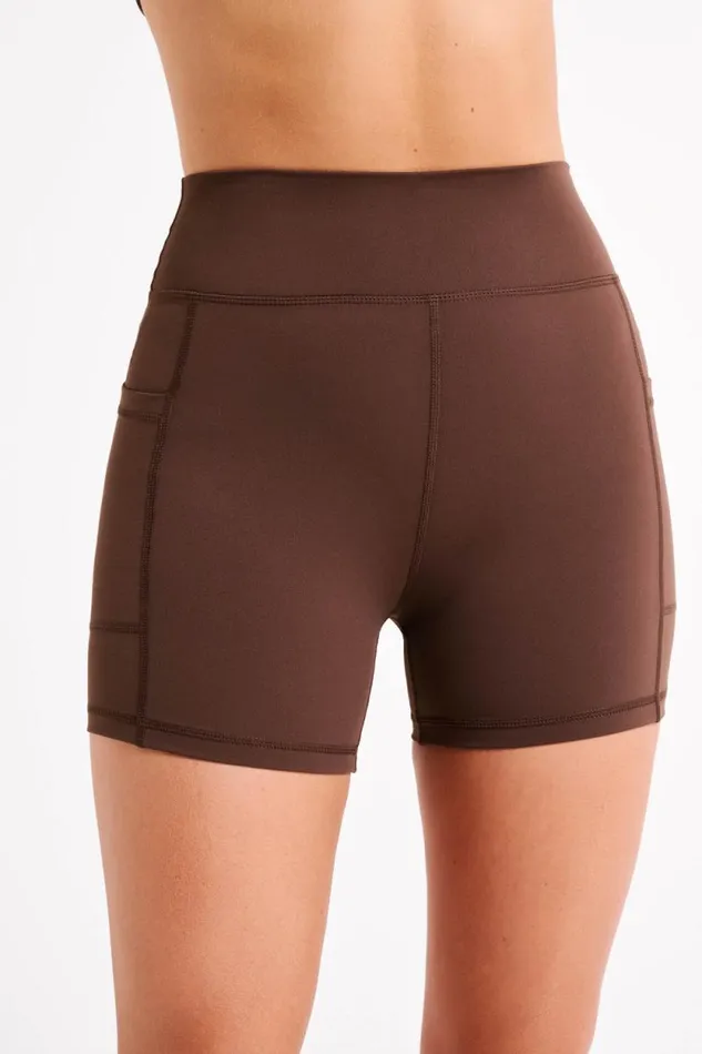 Women Meshki Bottoms Martina Bike Shorts With Pocket 8211 Dark Chocolate