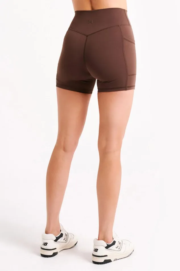 Women Meshki Bottoms Martina Bike Shorts With Pocket 8211 Dark Chocolate
