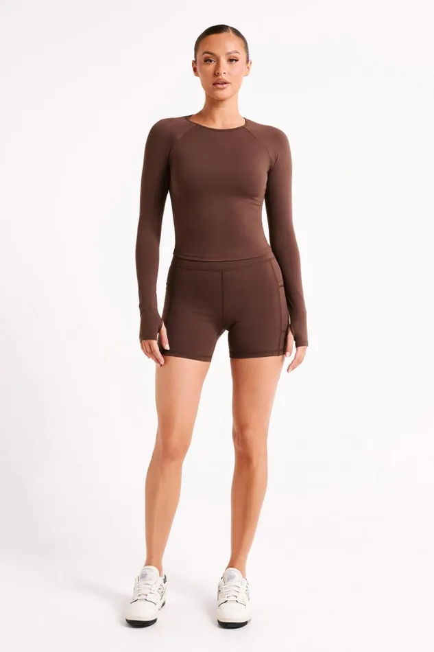 Women Meshki Bottoms Martina Bike Shorts With Pocket 8211 Dark Chocolate