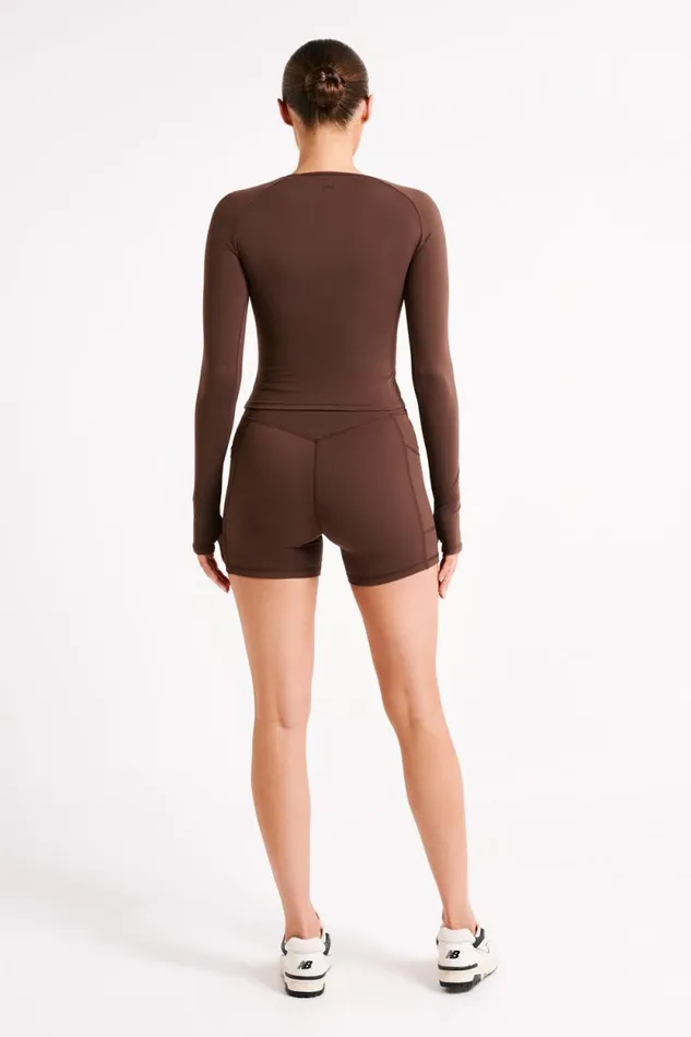 Women Meshki Bottoms Martina Bike Shorts With Pocket 8211 Dark Chocolate