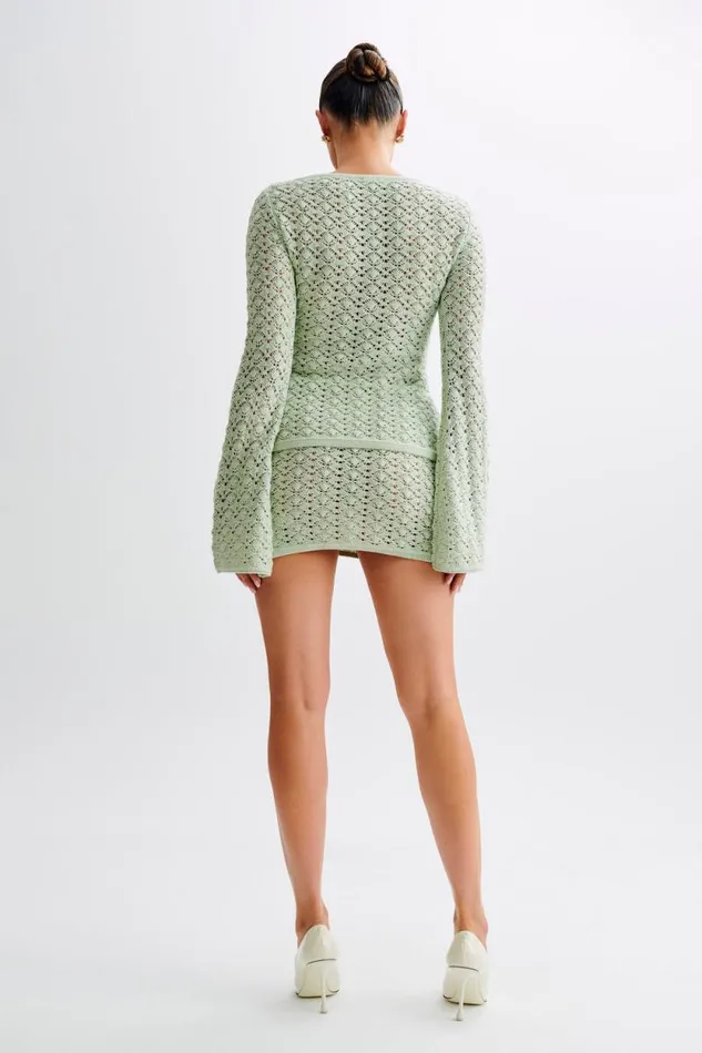 Women Meshki Bottoms Murphy ALine Knit Mini Skirt 8211 Pastel Green