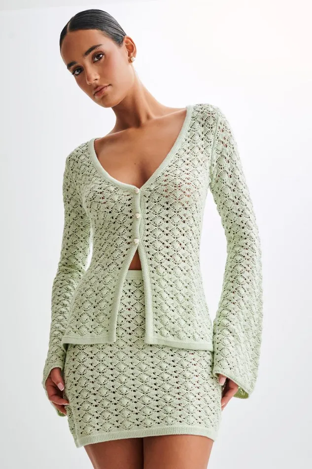 Women Meshki Bottoms Murphy ALine Knit Mini Skirt 8211 Pastel Green