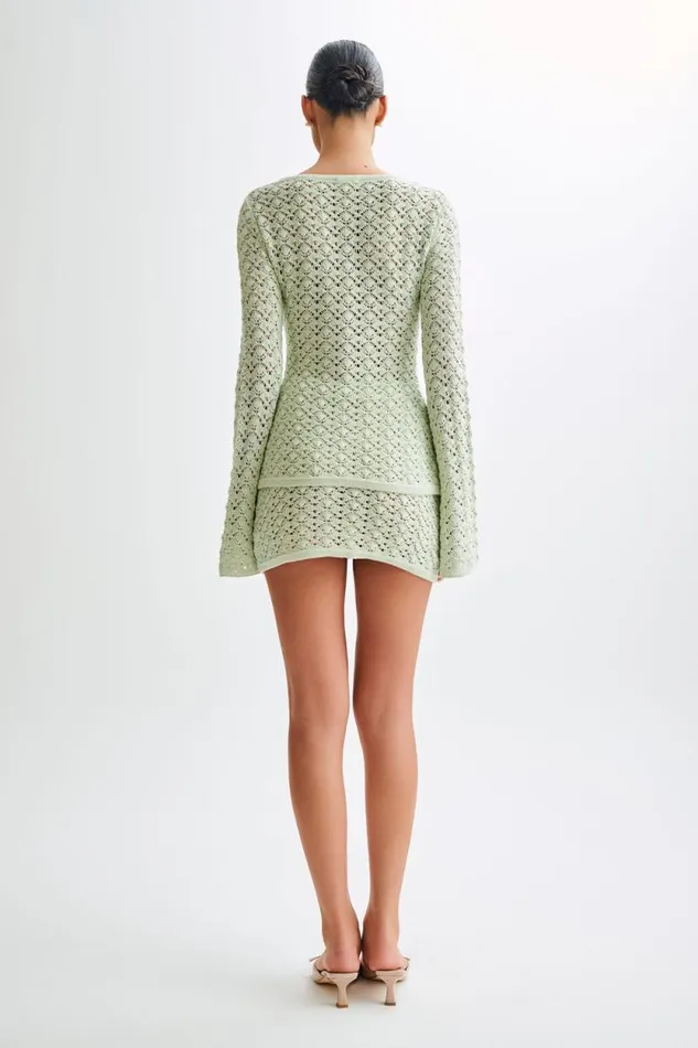 Women Meshki Bottoms Murphy ALine Knit Mini Skirt 8211 Pastel Green