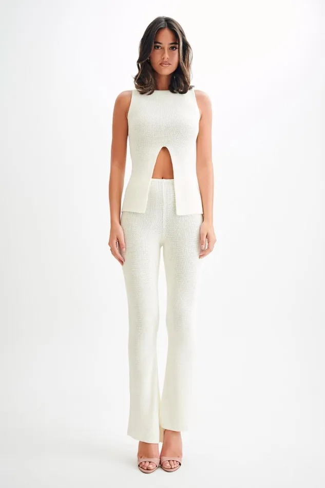Women Meshki Bottoms Ridley Straight Leg Knit Pant 8211 Ivory