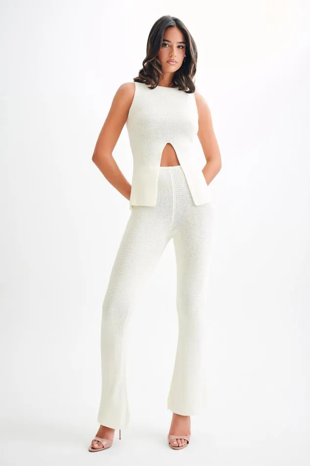 Women Meshki Bottoms Ridley Straight Leg Knit Pant 8211 Ivory
