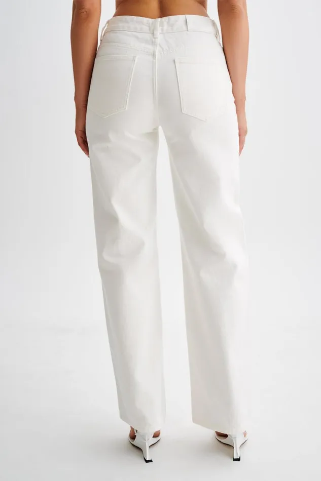 Women Meshki Bottoms Roxy Wide Leg High Waist Denim Jeans 8211 White