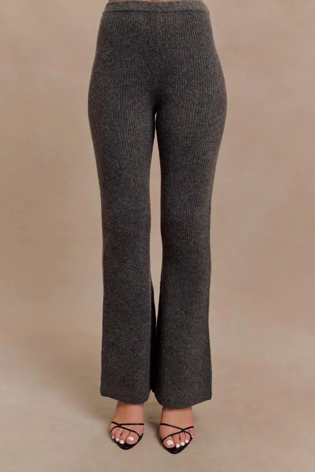 Women Meshki Bottoms Shyann Straight Leg Knit Pant 8211 Charcoal Marle