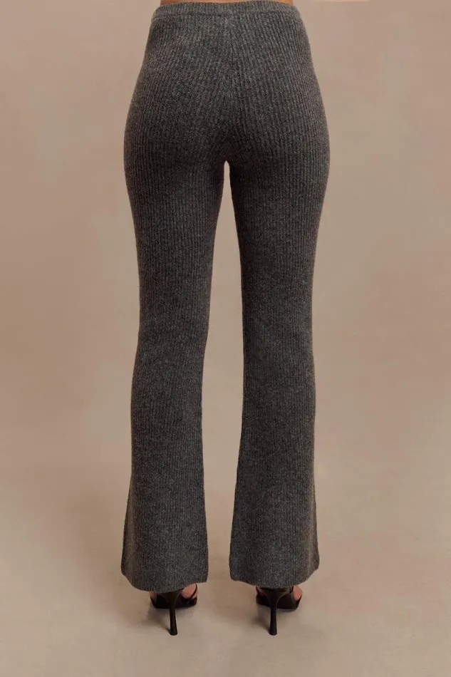 Women Meshki Bottoms Shyann Straight Leg Knit Pant 8211 Charcoal Marle