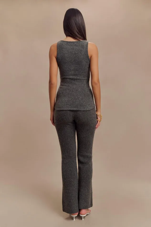 Women Meshki Bottoms Shyann Straight Leg Knit Pant 8211 Charcoal Marle