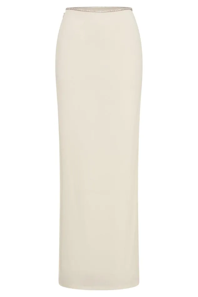 Women Meshki Bottoms Sweeney Diamante Maxi Skirt With Split 8211 Bone