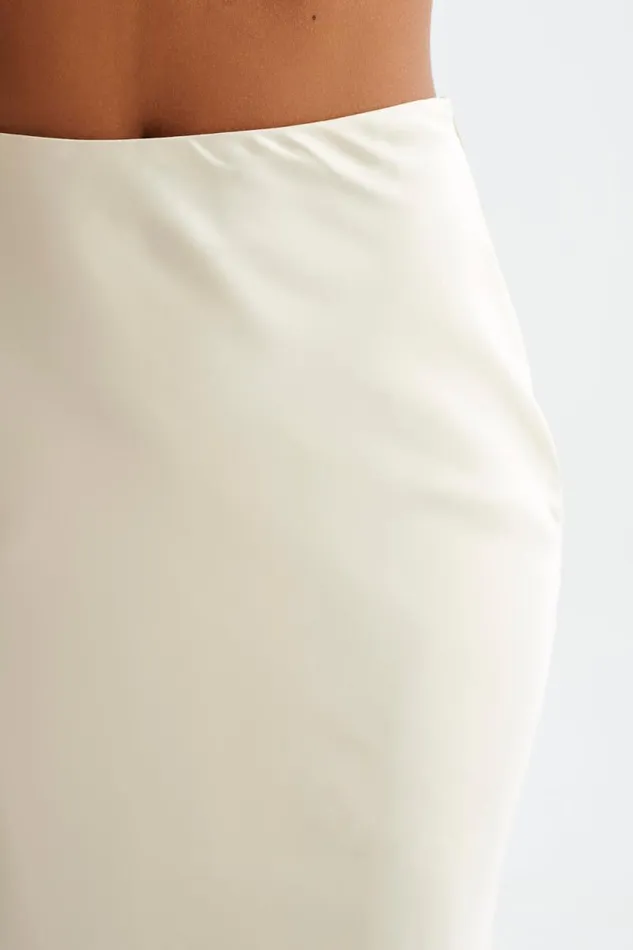 Women Meshki Bottoms Viviana Satin Maxi Skirt 8211 Ivory