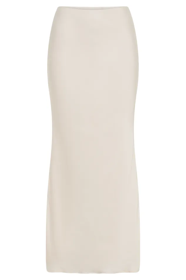 Women Meshki Bottoms Viviana Satin Maxi Skirt 8211 Ivory