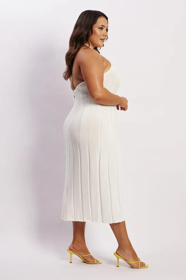 Women Meshki Dresses Adrienne Halter Neck Midi Dress 8211 White