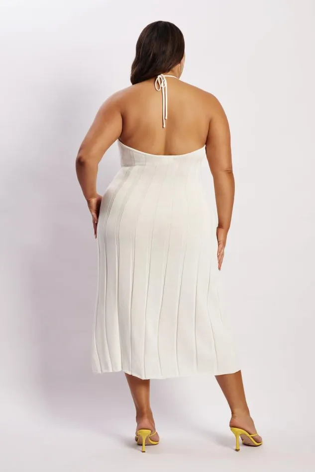 Women Meshki Dresses Adrienne Halter Neck Midi Dress 8211 White