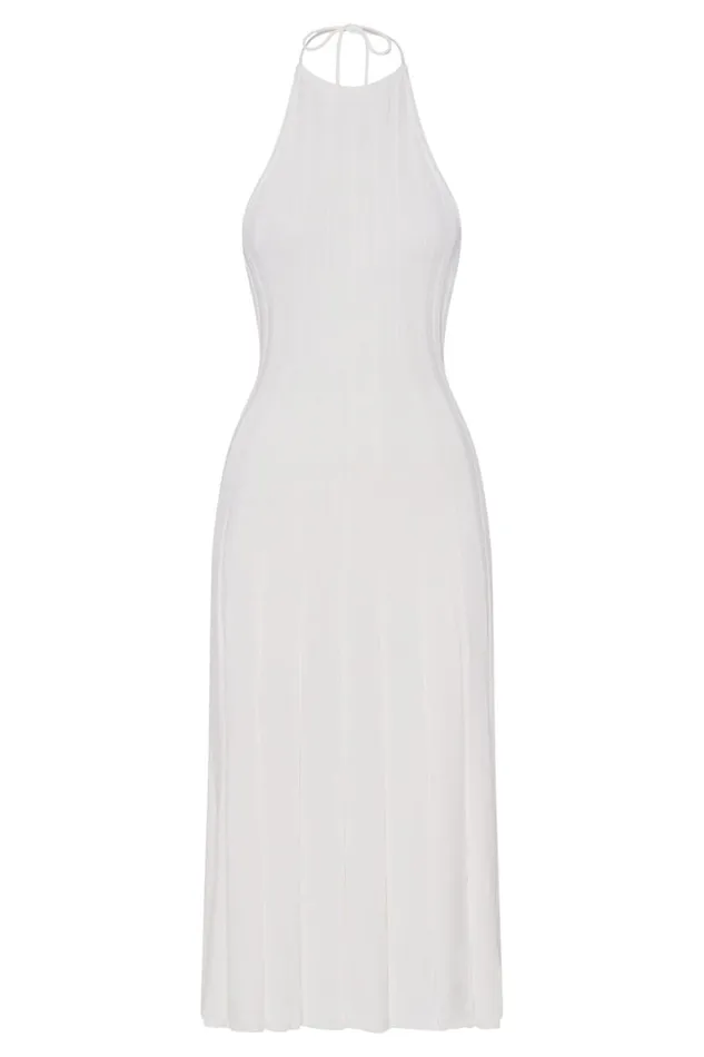 Women Meshki Dresses Adrienne Halter Neck Midi Dress 8211 White