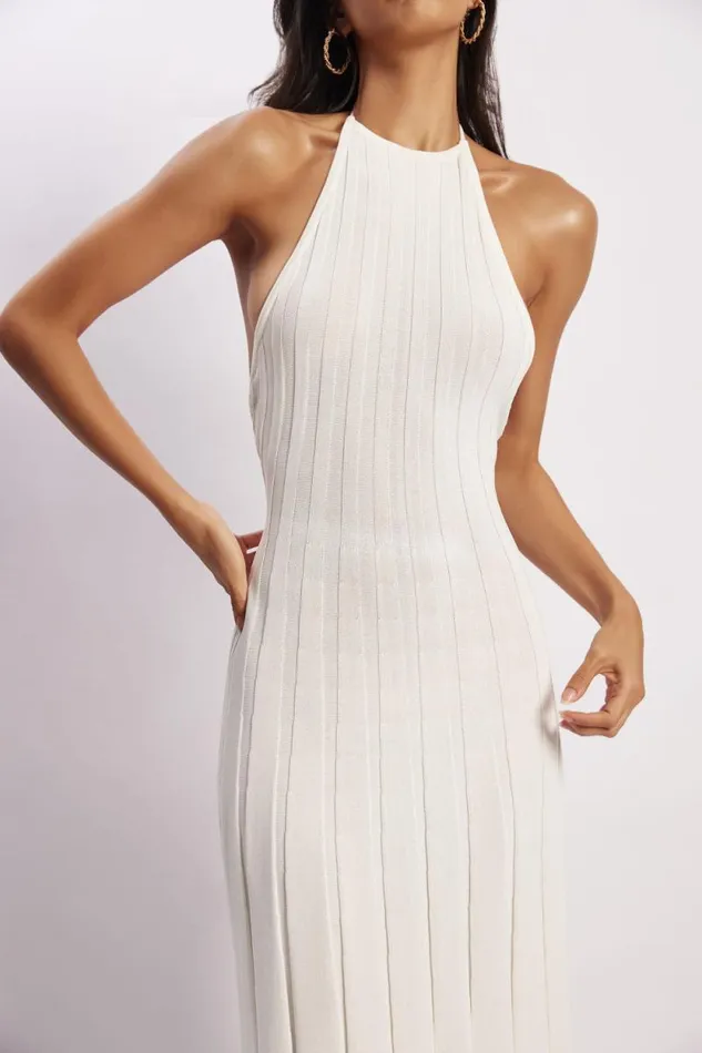 Women Meshki Dresses Adrienne Halter Neck Midi Dress 8211 White