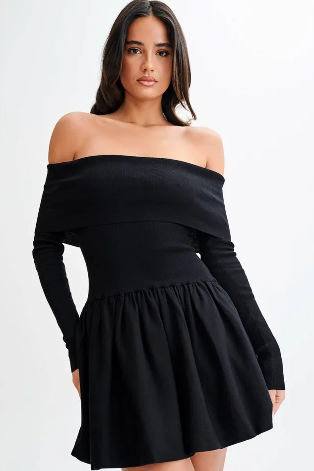 Women Meshki Dresses Atlanta Long Sleeve Mini Dress 8211 Black