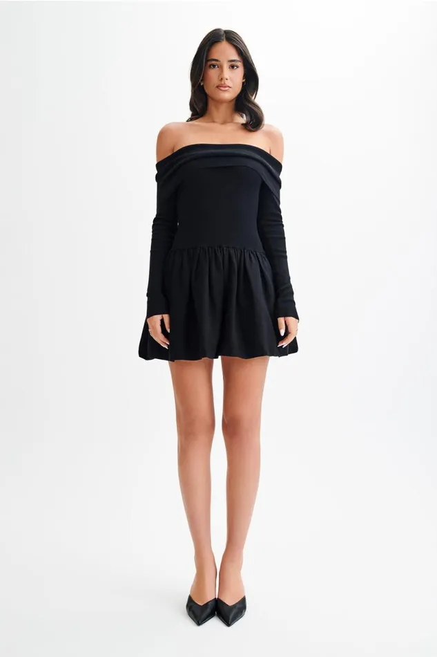 Women Meshki Dresses Atlanta Long Sleeve Mini Dress 8211 Black