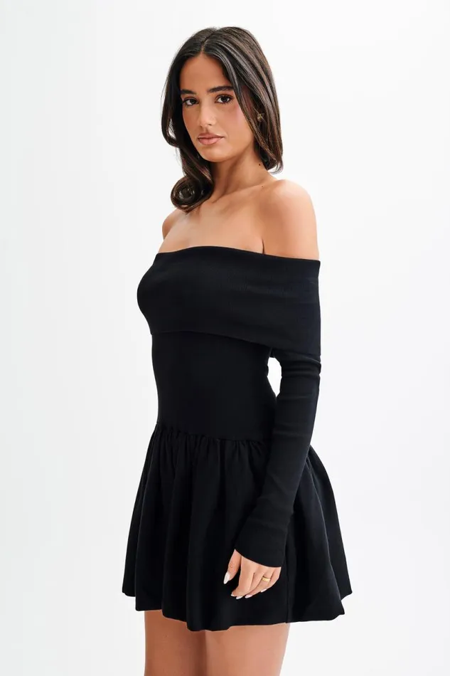 Women Meshki Dresses Atlanta Long Sleeve Mini Dress 8211 Black