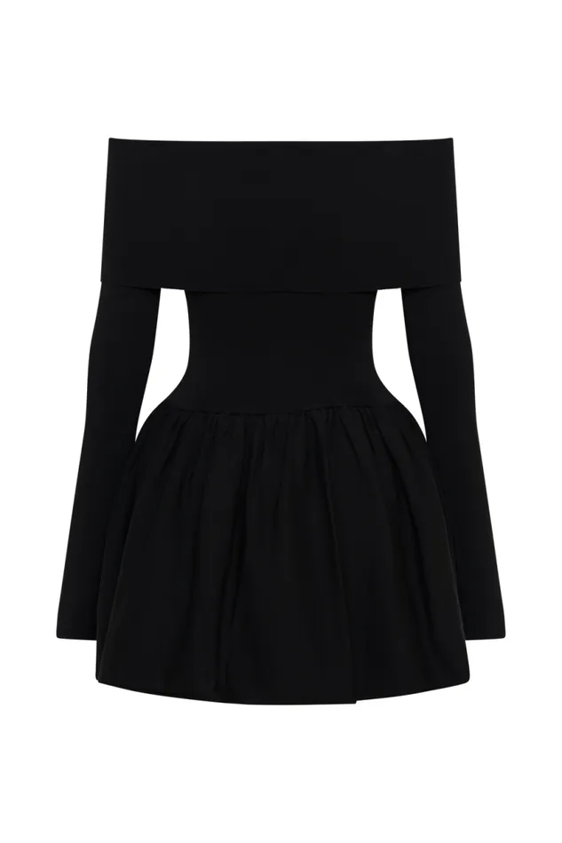 Women Meshki Dresses Atlanta Long Sleeve Mini Dress 8211 Black