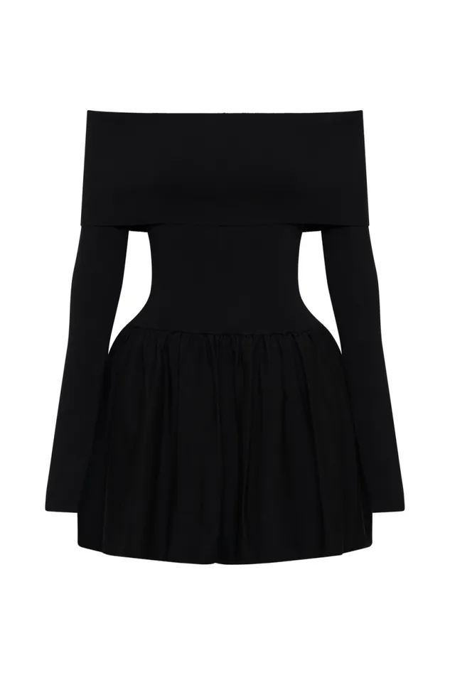 Women Meshki Dresses Atlanta Long Sleeve Mini Dress 8211 Black