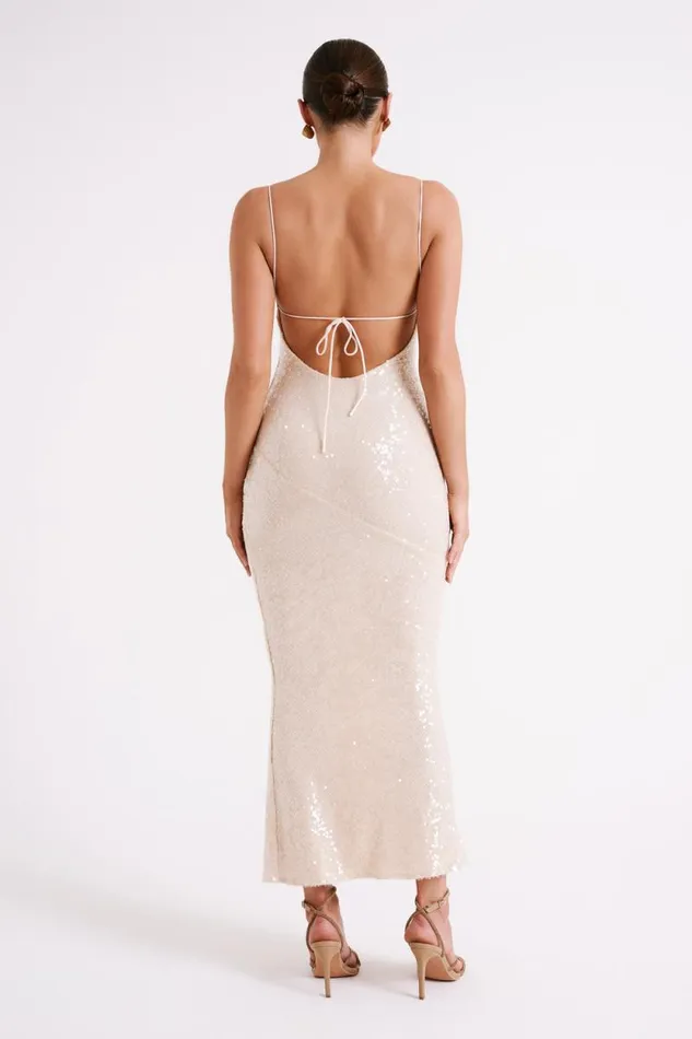 Women Meshki Dresses Brianna Sequin Maxi Dress 8211 Cream