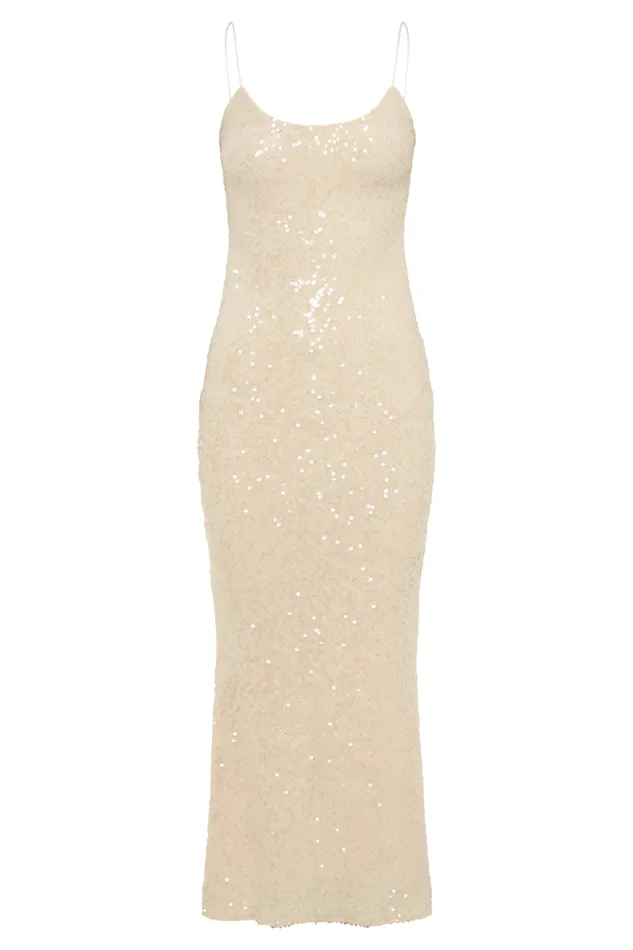 Women Meshki Dresses Brianna Sequin Maxi Dress 8211 Cream
