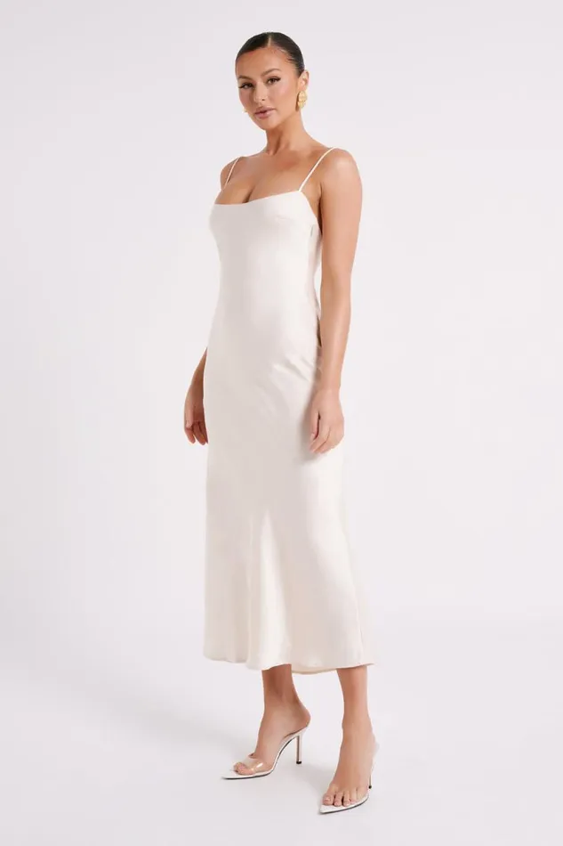 Women Meshki Dresses Brynlee Low Back Satin Maxi Dress 8211 Sand