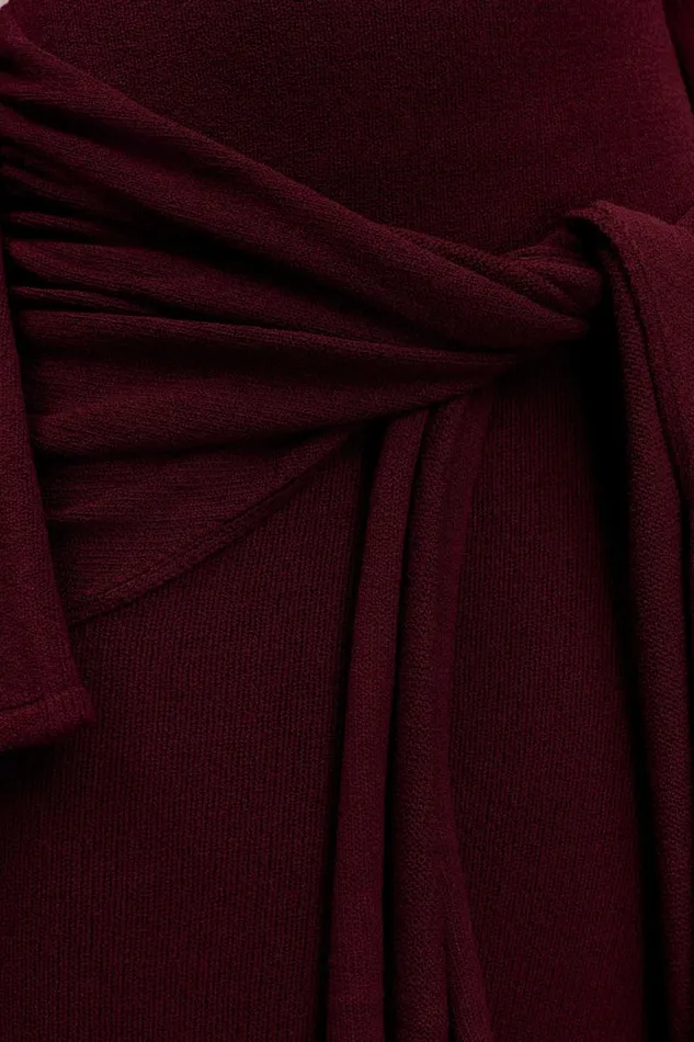 Women Meshki Dresses Cameron Off Shoulder Tie Maxi Dress 8211 Merlot