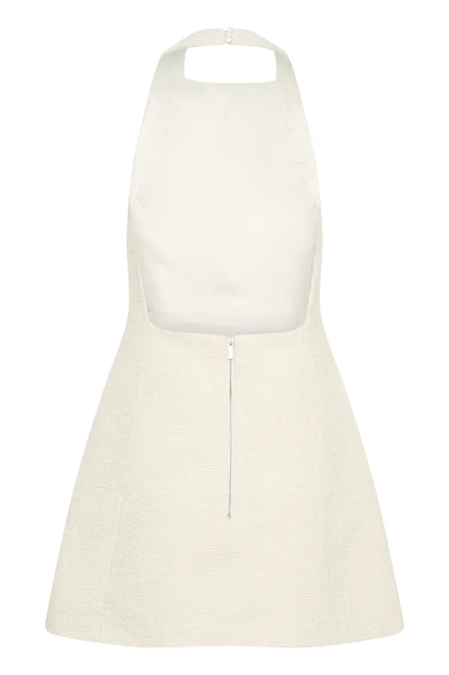 Women Meshki Dresses Carina Boucle Halter Mini Dress 8211 Ivory