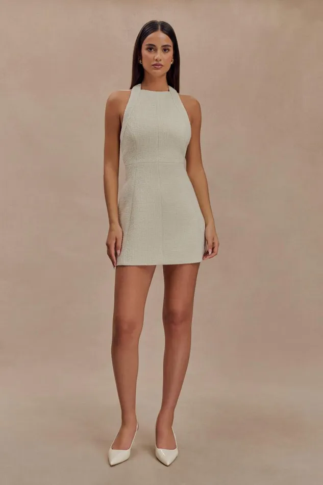 Women Meshki Dresses Carina Boucle Halter Mini Dress 8211 Ivory