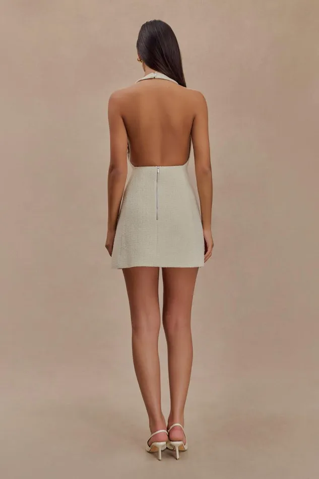Women Meshki Dresses Carina Boucle Halter Mini Dress 8211 Ivory