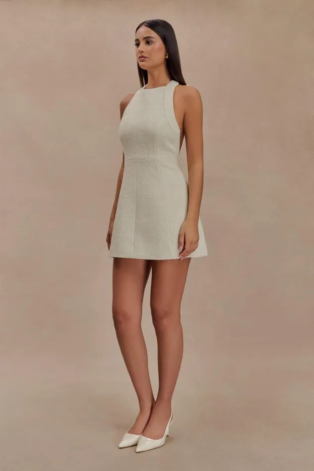 Women Meshki Dresses Carina Boucle Halter Mini Dress 8211 Ivory