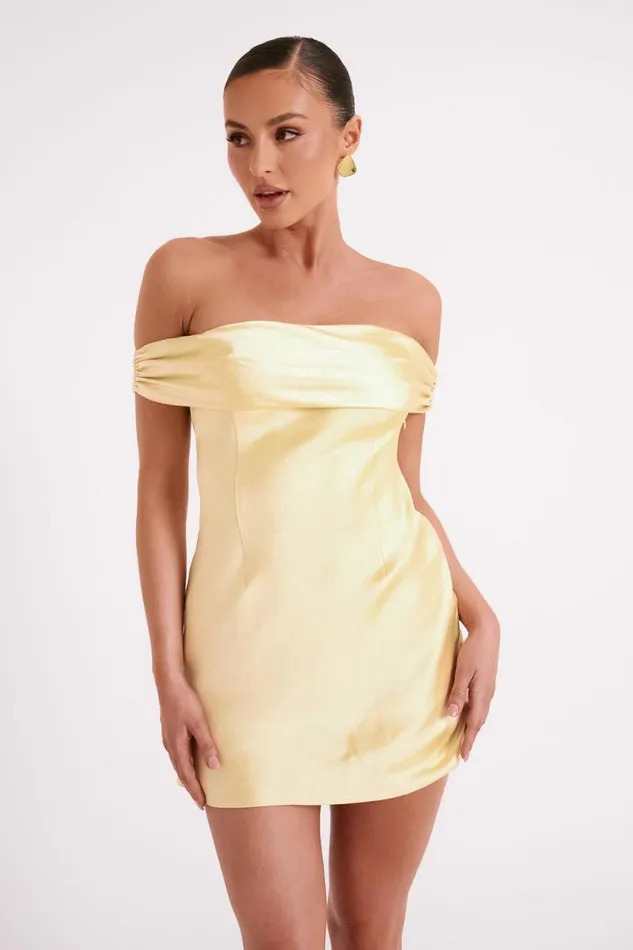 Women Meshki Dresses Cher Satin Strapless Mini Dress 8211 Butter