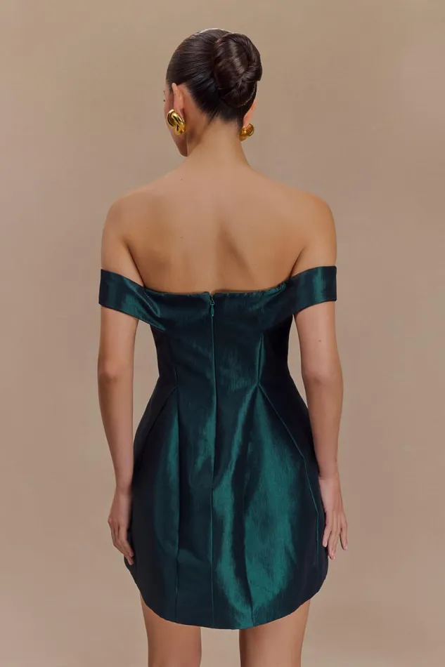 Women Meshki Dresses Diana Off Shoulders Mini Dress 8211 Deep Emerald