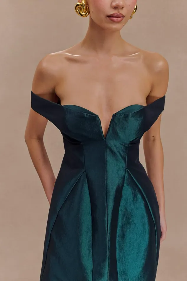 Women Meshki Dresses Diana Off Shoulders Mini Dress 8211 Deep Emerald
