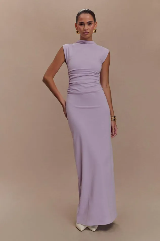 Women Meshki Dresses Elliot High Neck Sleeveless Maxi Dress 8211 Lilac