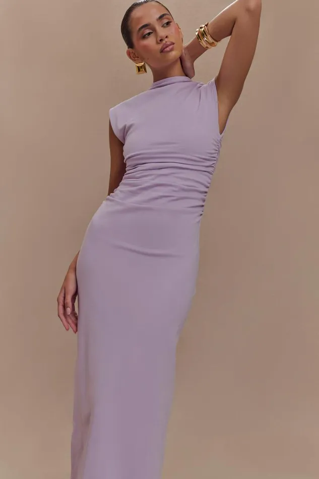 Women Meshki Dresses Elliot High Neck Sleeveless Maxi Dress 8211 Lilac
