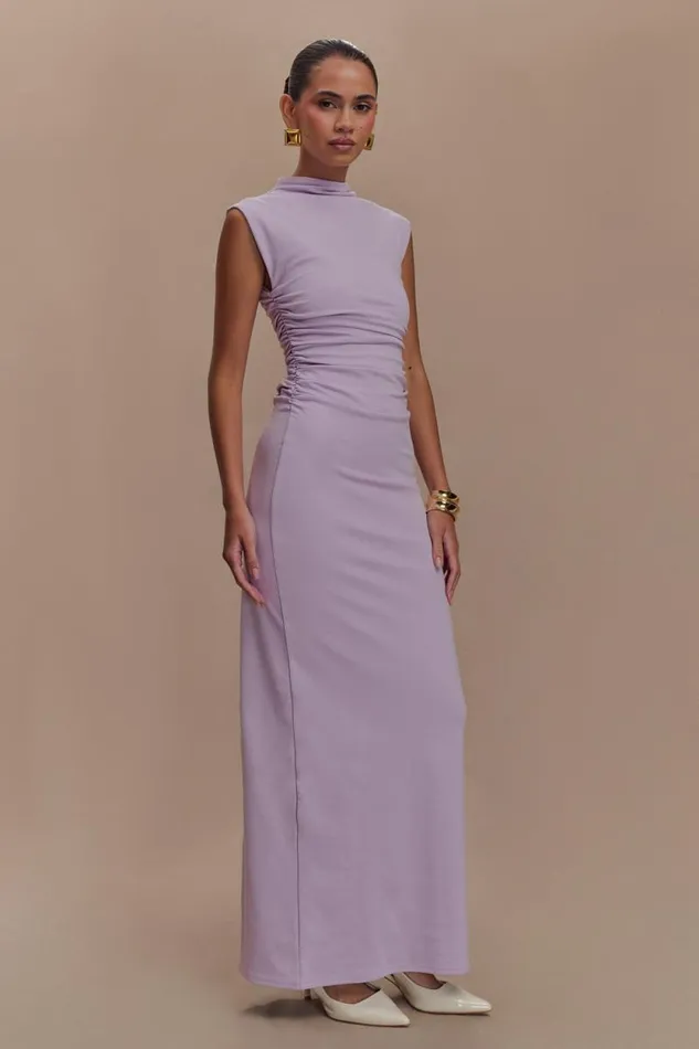 Women Meshki Dresses Elliot High Neck Sleeveless Maxi Dress 8211 Lilac