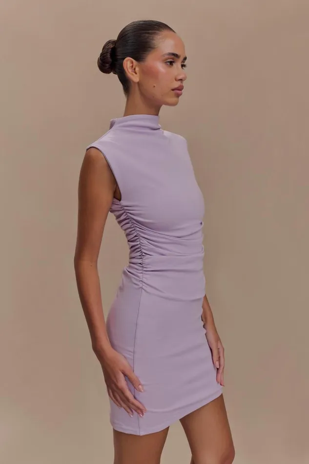 Women Meshki Dresses Elliot High Neck Sleeveless Mini Dress 8211 Lilac