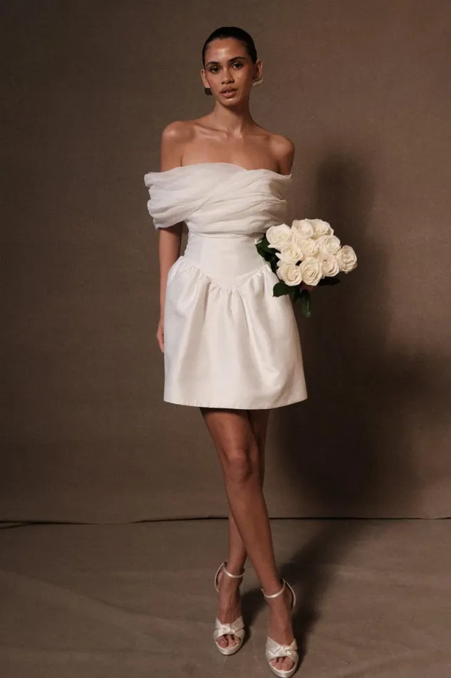 Women Meshki Dresses Farrah Structured Draped Mini Dress 8211 White