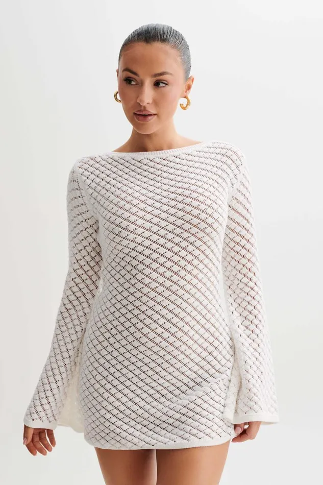 Women Meshki Dresses Galilea Knit Mini Dress 8211 Ivory