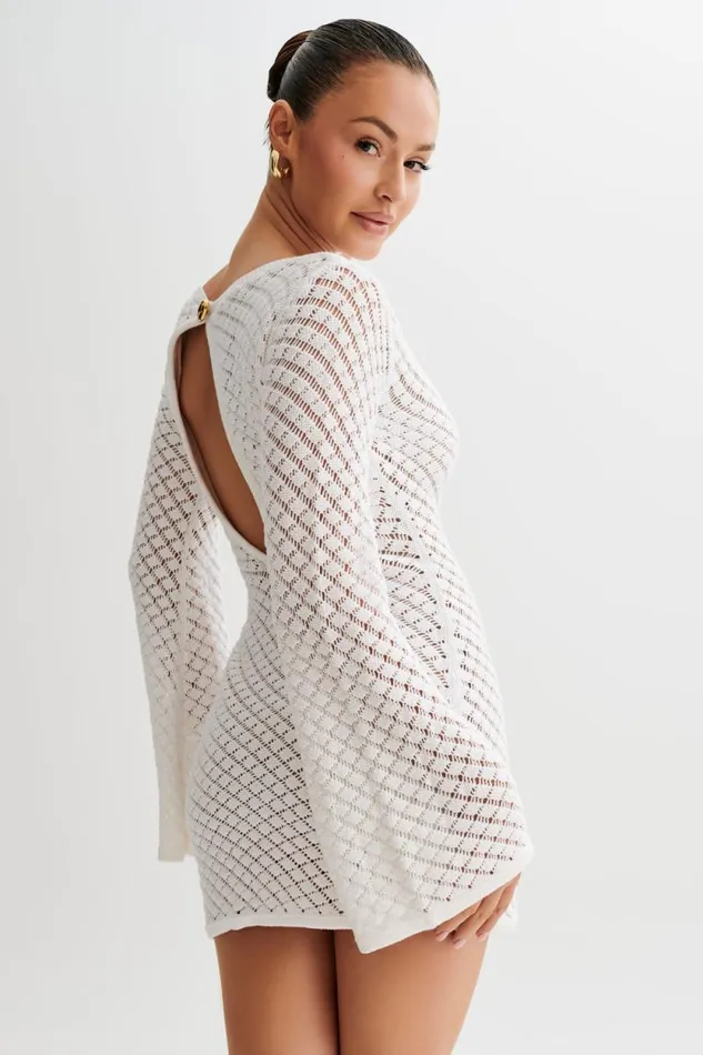Women Meshki Dresses Galilea Knit Mini Dress 8211 Ivory