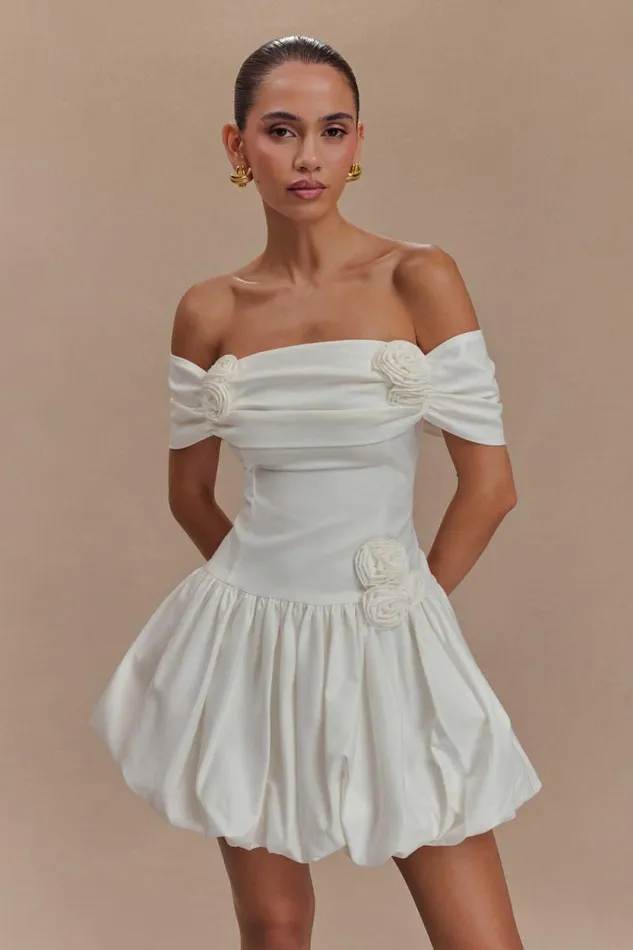 Women Meshki Dresses Giovanna Off Shoulder Mini Dress 8211 White