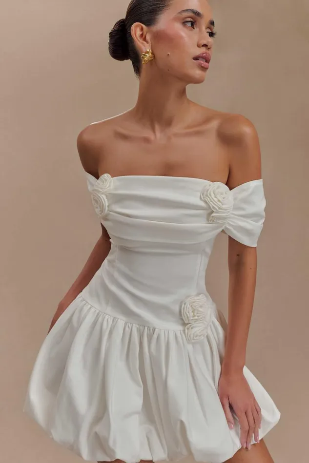 Women Meshki Dresses Giovanna Off Shoulder Mini Dress 8211 White