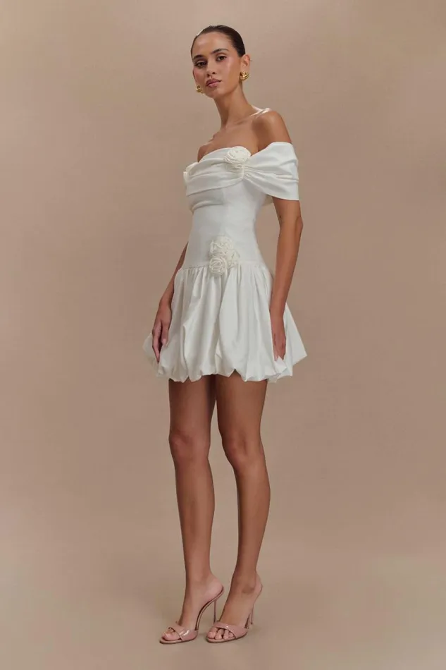 Women Meshki Dresses Giovanna Off Shoulder Mini Dress 8211 White