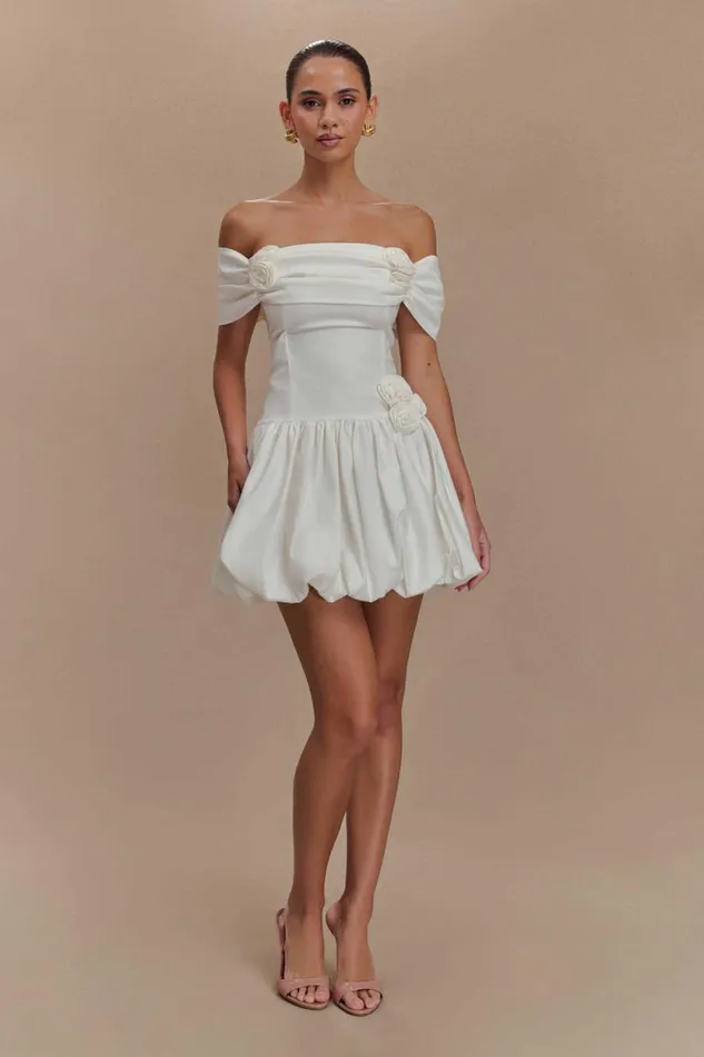 Women Meshki Dresses Giovanna Off Shoulder Mini Dress 8211 White