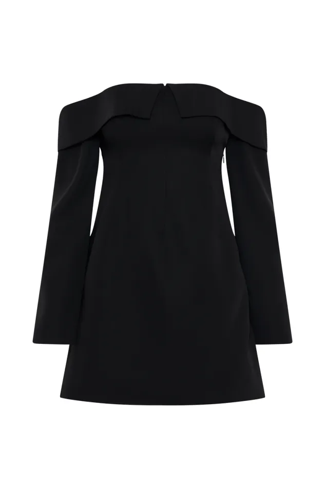 Women Meshki Dresses Hugo Suiting Off Shoulder Mini Dress 8211 Black